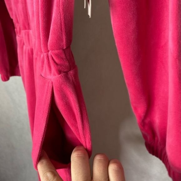 NWT Juicy Couture Pink Velour Long Sleeve Hooded Jumpsuit size small S - Picture 9 of 16